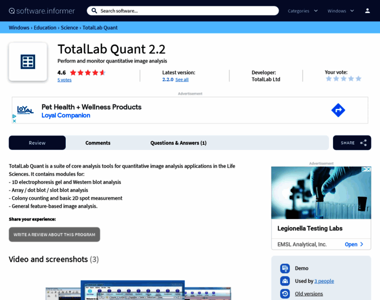 Totallab-quant.software.informer.com thumbnail