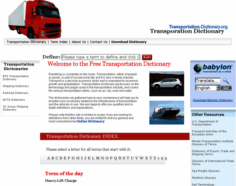 Transportation-dictionary.org thumbnail