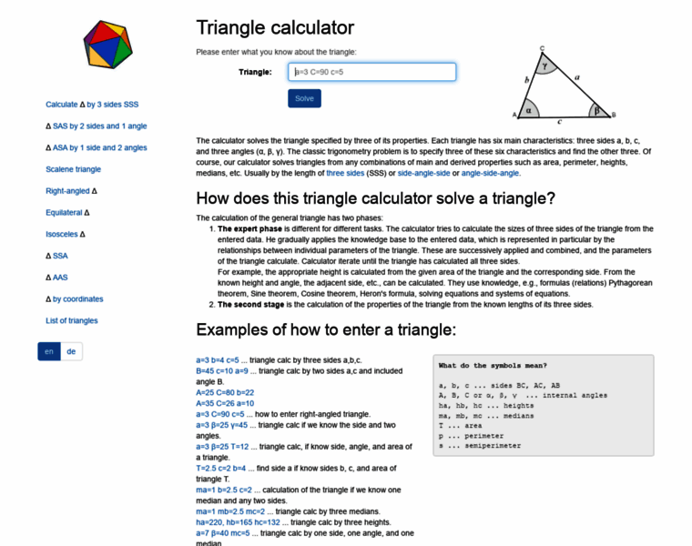 Triangle-calculator.com thumbnail