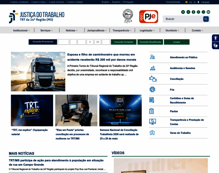 trt24.jus.br at WI. Tribunal Regional do Trabalho da 24ª Região