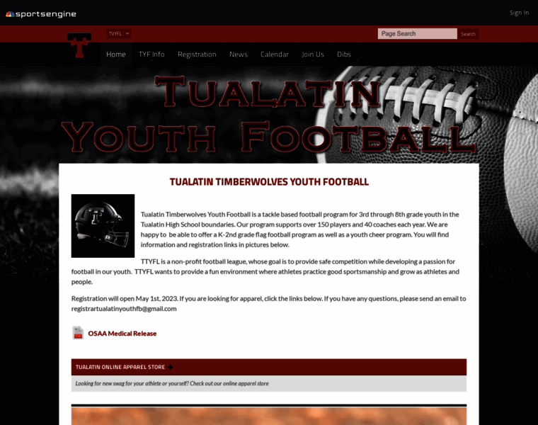 Tualatinyouthfootball.org thumbnail