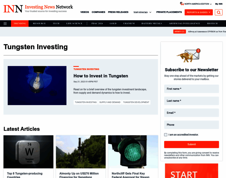Tungsteninvestingnews.com thumbnail