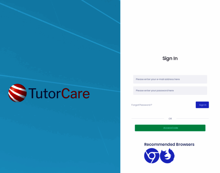 tutorcareportal.co.uk at WI. tutorcareportal - Login Page