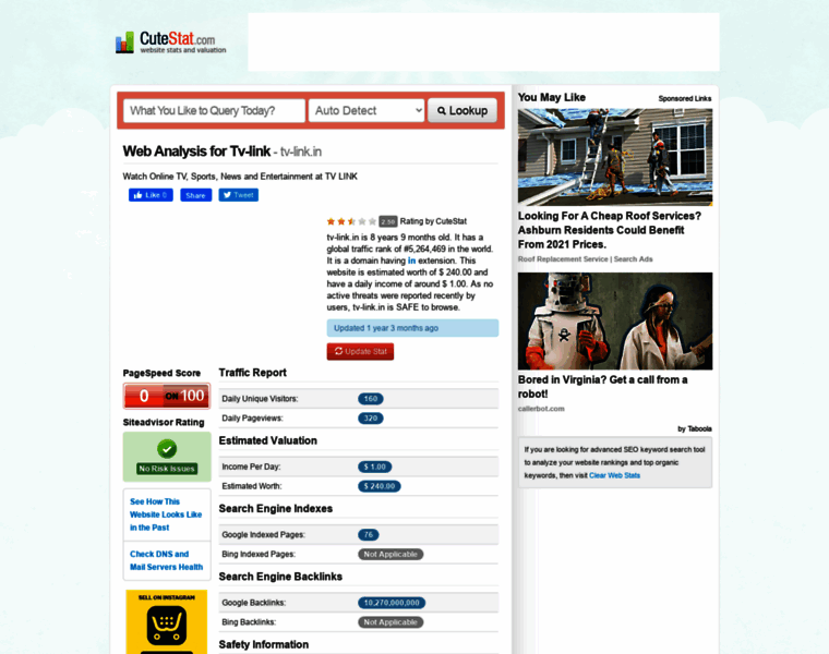Tv-link.in.cutestat.com thumbnail