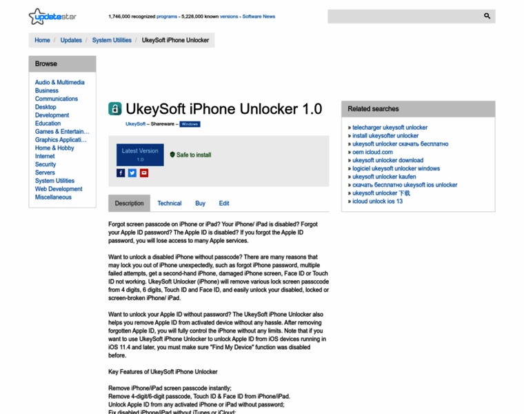 Ukeysoft-iphone-unlocker.updatestar.com thumbnail