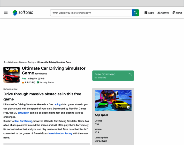 Ultimate-car-driving-simulator-game.en.softonic.com thumbnail