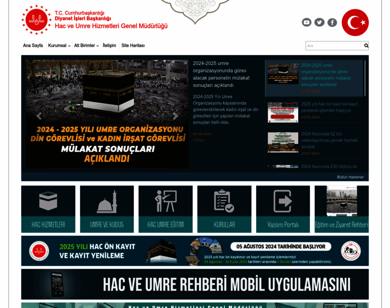 umre.gov.tr at WI. Hac ve Umre Hizmetleri Genel Müdürlüğü