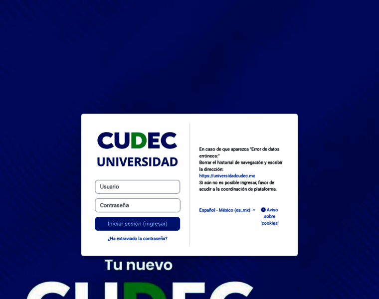 universidadcudec.mx at WI. UNIVERSIDAD CUDEC: Log in to the site