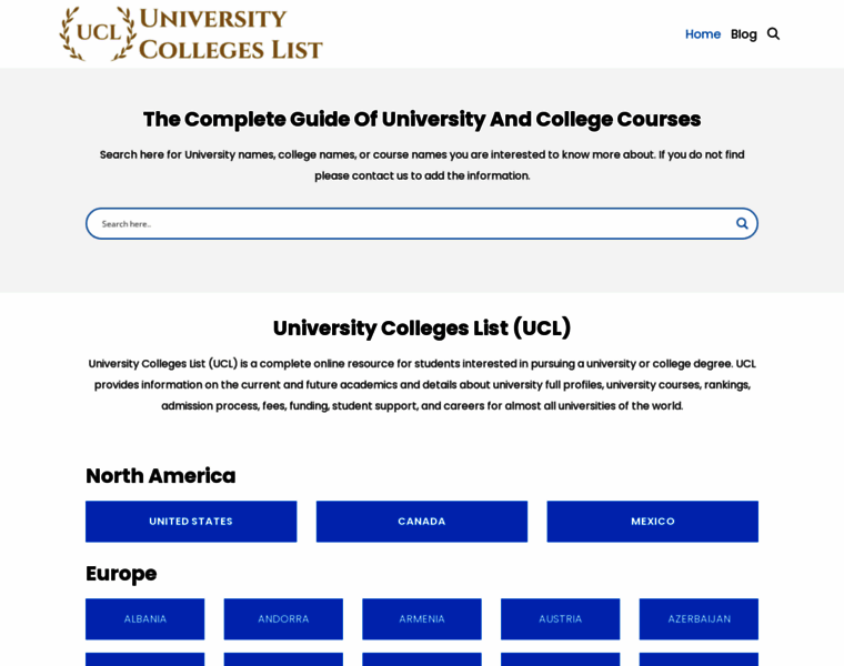 Universitycollegeslist.com thumbnail