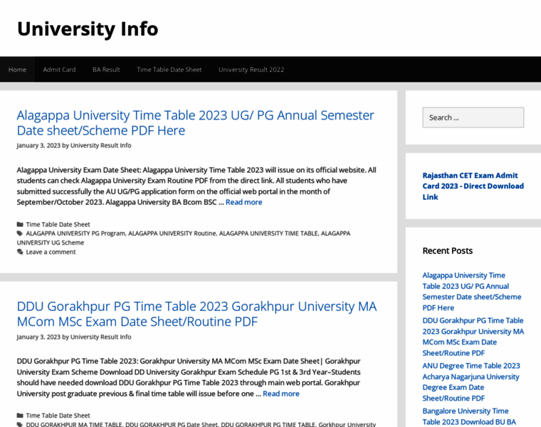 Universityresultinfo.in thumbnail