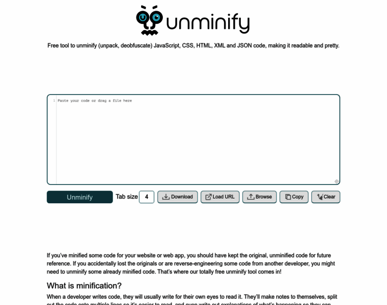 Unminify.com thumbnail