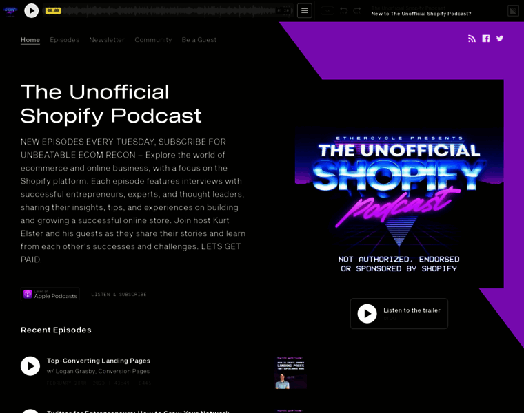 Unofficialshopifypodcast.com thumbnail
