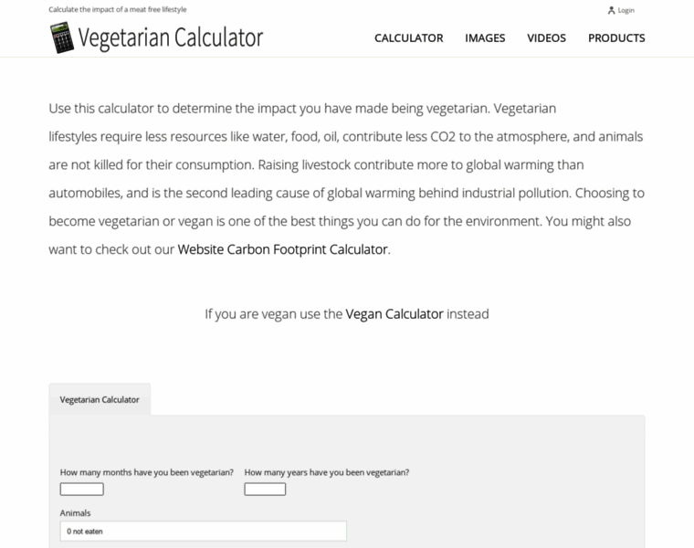 Vegetariancalculator.com thumbnail