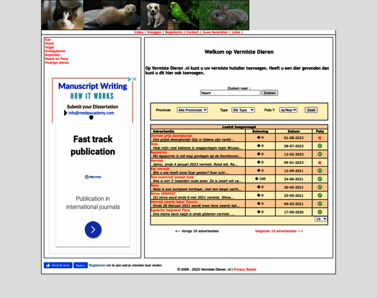 Vermistedierenregister.nl thumbnail