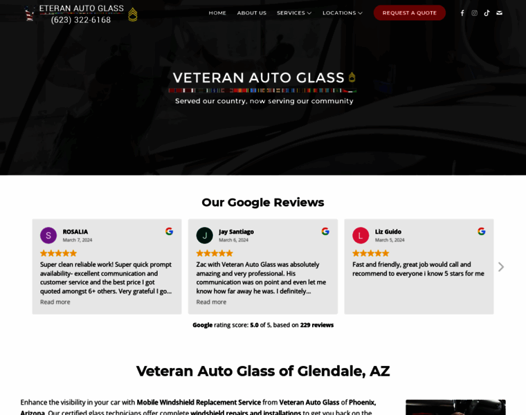 Veteranautoglass.com thumbnail