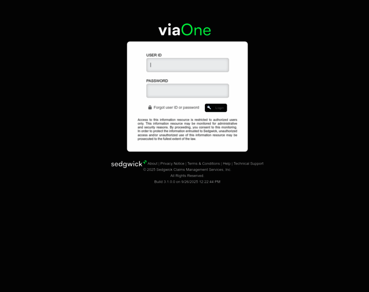 Viaonenew.sedgwickcms.net thumbnail