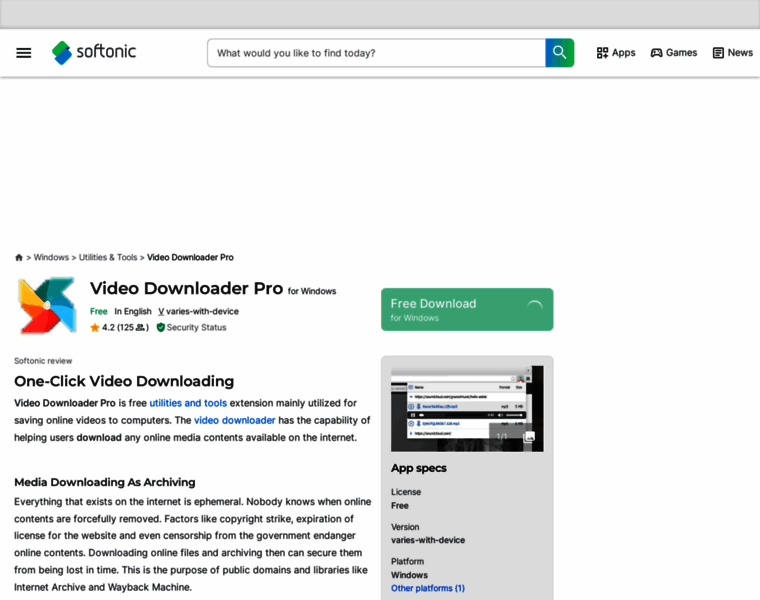 Video-downloader-pro.en.softonic.com thumbnail