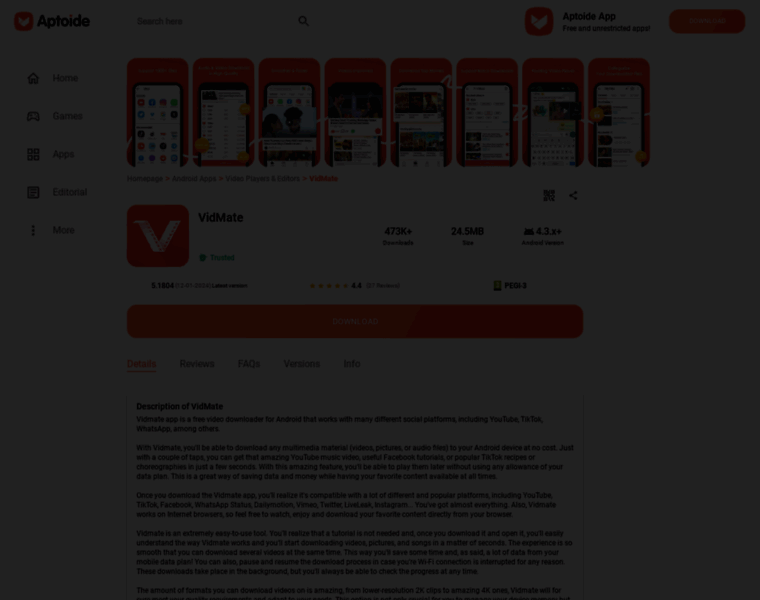 Vidmate-app.en.aptoide.com thumbnail