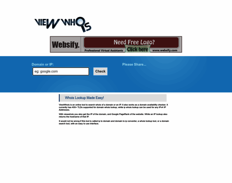 Viewwhois.com thumbnail