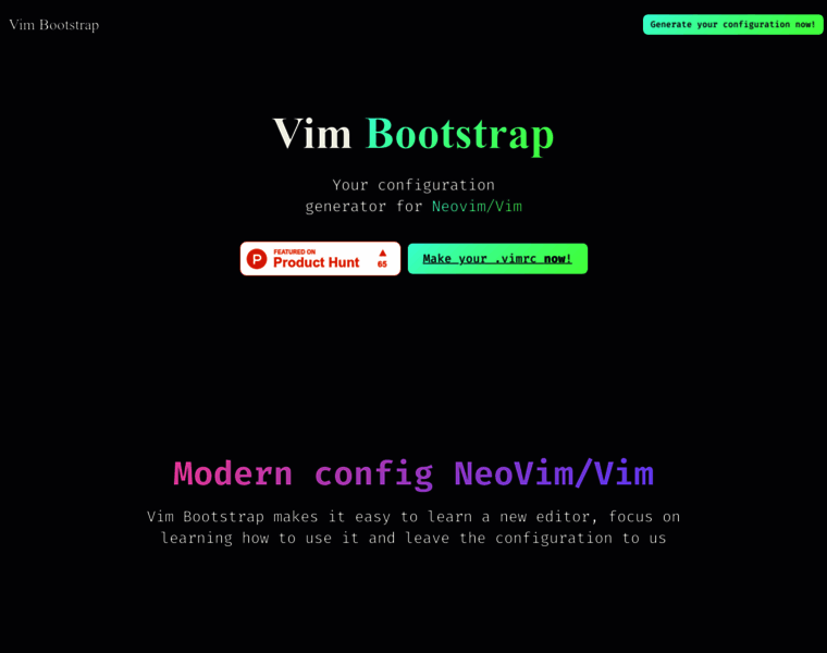 Vim-bootstrap.com thumbnail