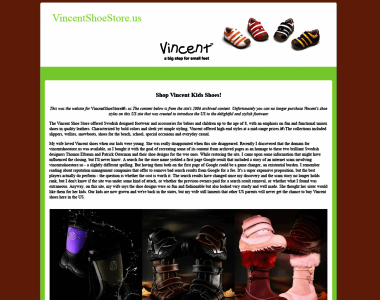 Vincentshoestore.us thumbnail