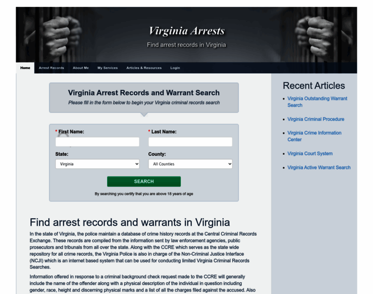 Virginiaarrests.org thumbnail