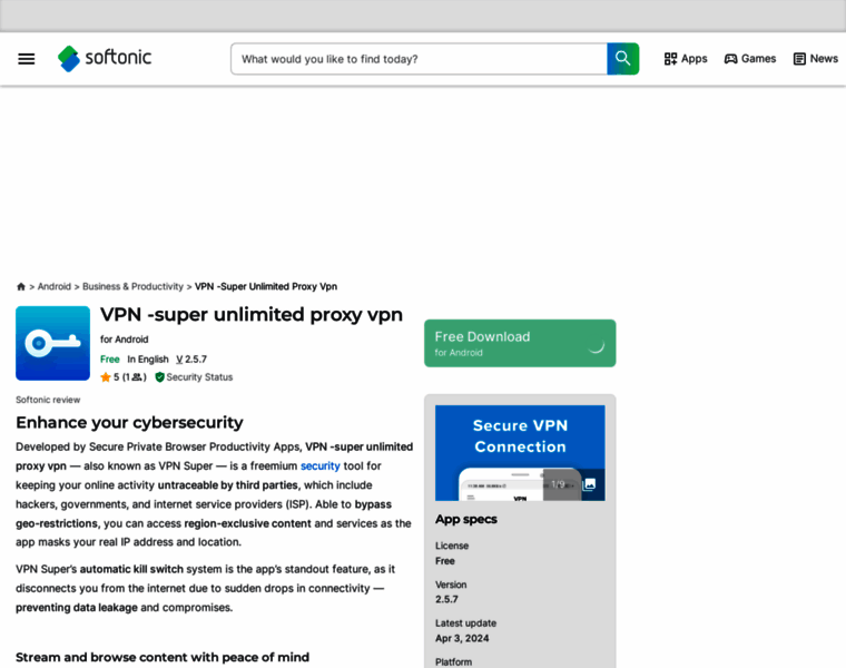 Vpn-super-unlimited-proxy-vpn.en.softonic.com thumbnail