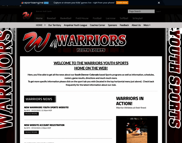 Warriorsyouthsports.com thumbnail