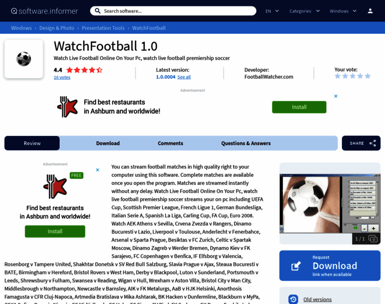 Watchfootball.software.informer.com thumbnail