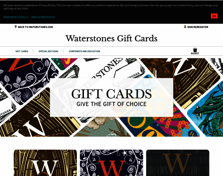 Waterstonesgiftcards.com thumbnail