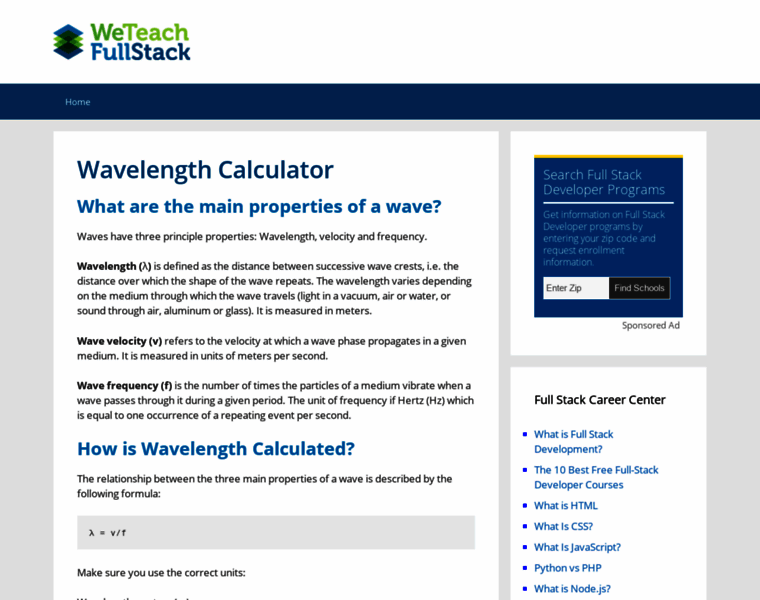 Wavelengthcalculator.com thumbnail