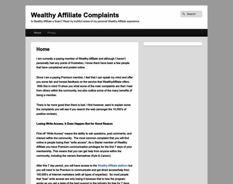 Wealthyaffiliatecomplaints.com thumbnail