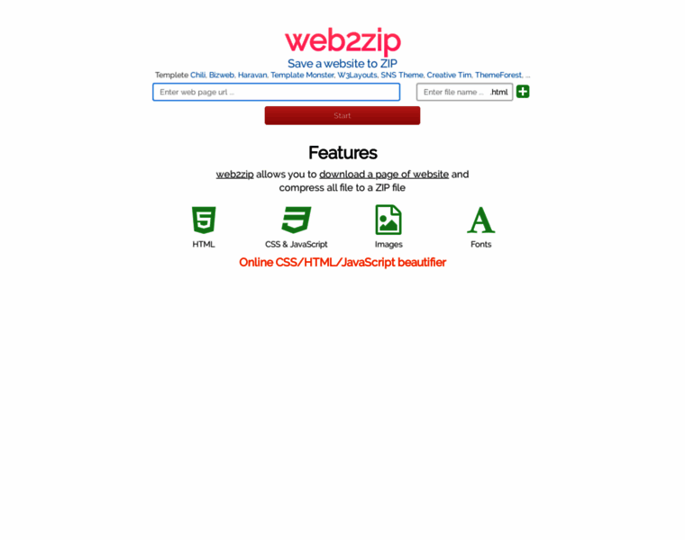 Web2zip.com thumbnail