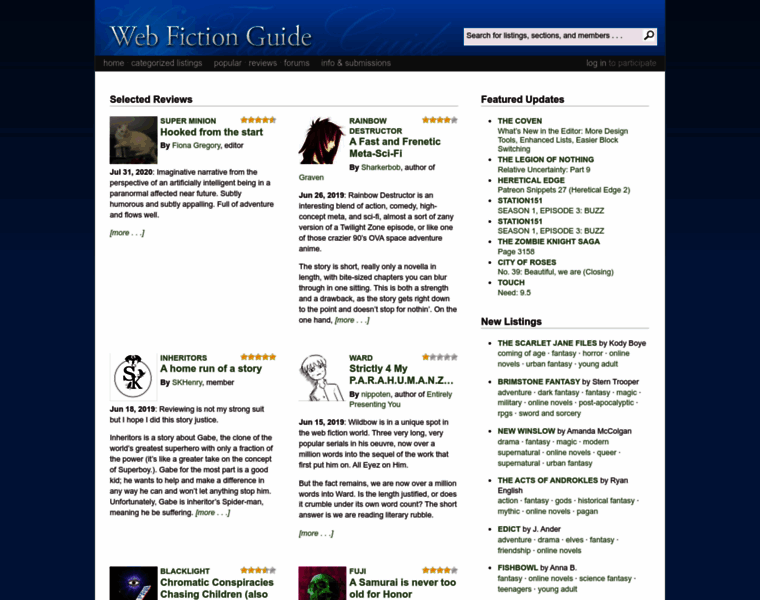 Webfictionguide.com thumbnail