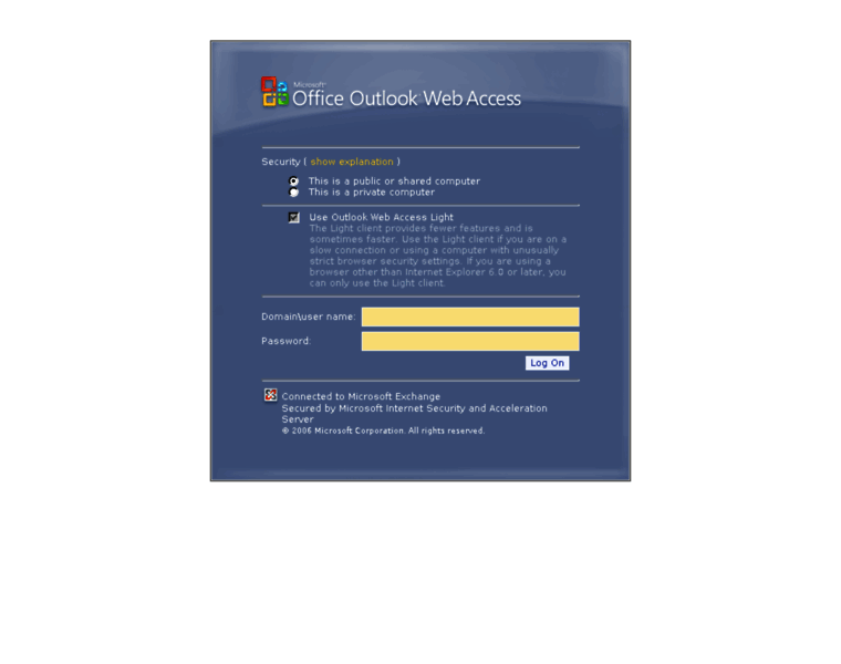 webmail.bhpbilliton.com at WI. Microsoft Exchange - Outlook Web Access