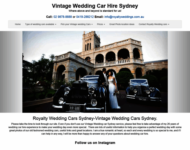 Weddingcarsforhireinsydney.com.au thumbnail