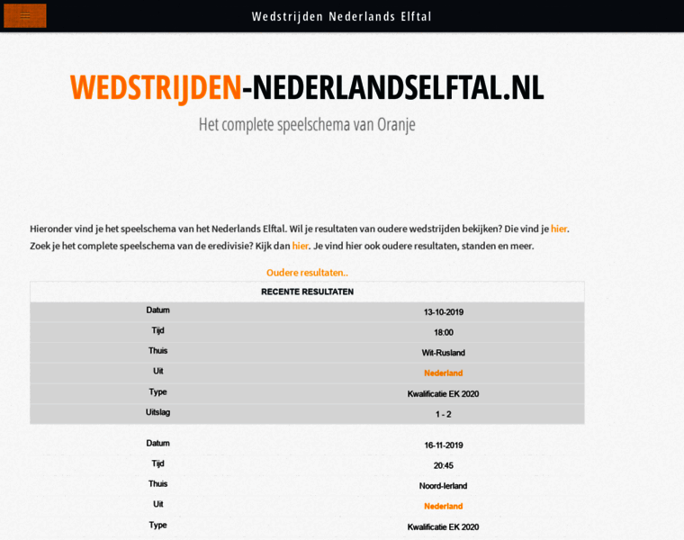 Wedstrijden-nederlandselftal.nl thumbnail