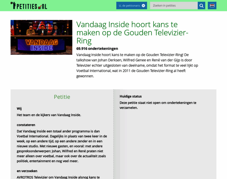 Welvandaaginside.petities.nl thumbnail