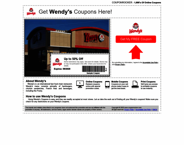 Wendys.couponrocker.com thumbnail