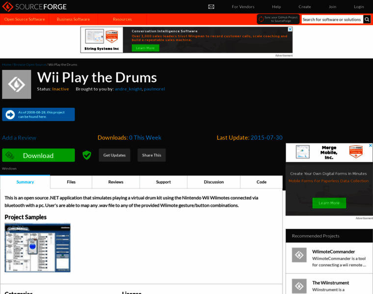 Wiiplaythedrums.sourceforge.net thumbnail