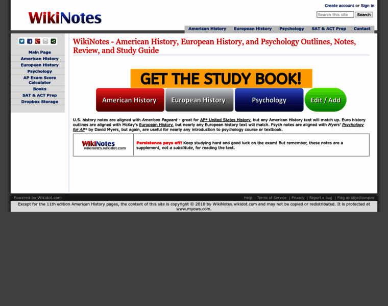 wikinotes.wikidot.com at WI. WikiNotes - American History, European ...