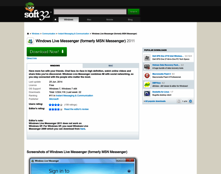 Windows-live-messenger.soft32.com thumbnail
