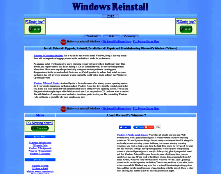 Windows7.windowsreinstall.com thumbnail