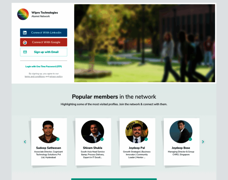 wipro.almaconnect.com at WI. Wipro Alumni Network | AlmaConnect