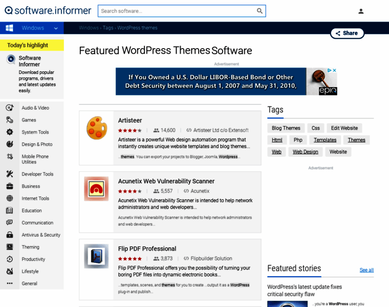 Wordpress-themes.software.informer.com thumbnail