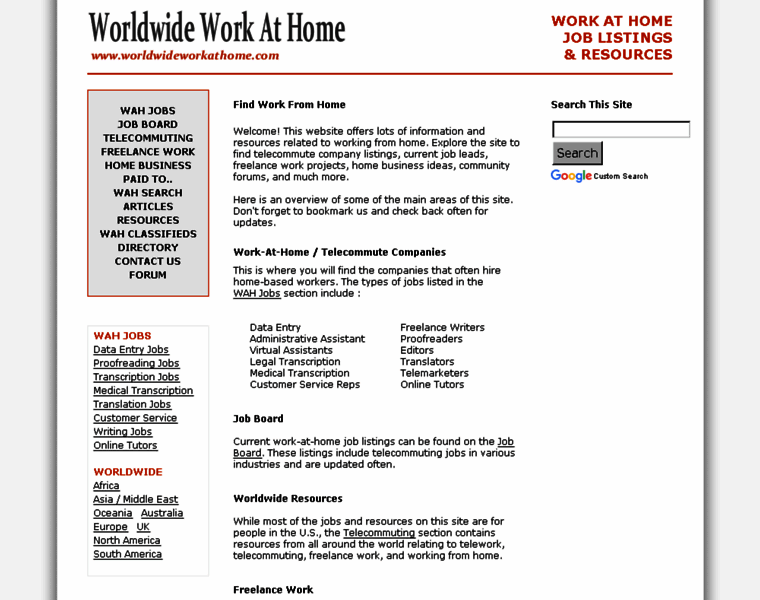 Worldwideworkathome.com thumbnail