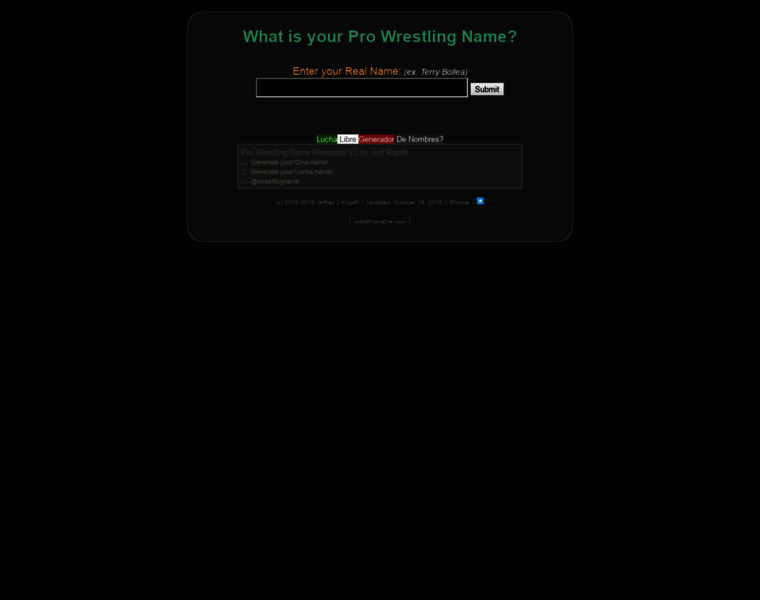 Wrestlingname.com thumbnail