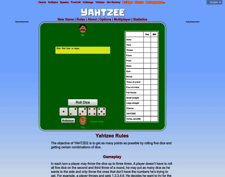 yahtzee-game.com at WI. Yahtzee | Play it online