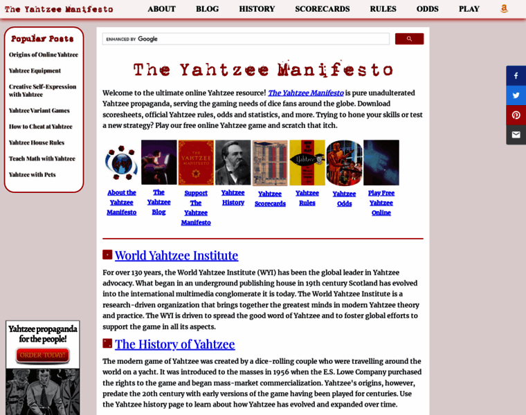 Yahtzeemanifesto.com thumbnail