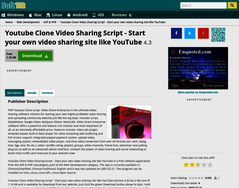 Youtube-clone-video-sharing-script-start-your-own-video-sharing.soft112.com thumbnail